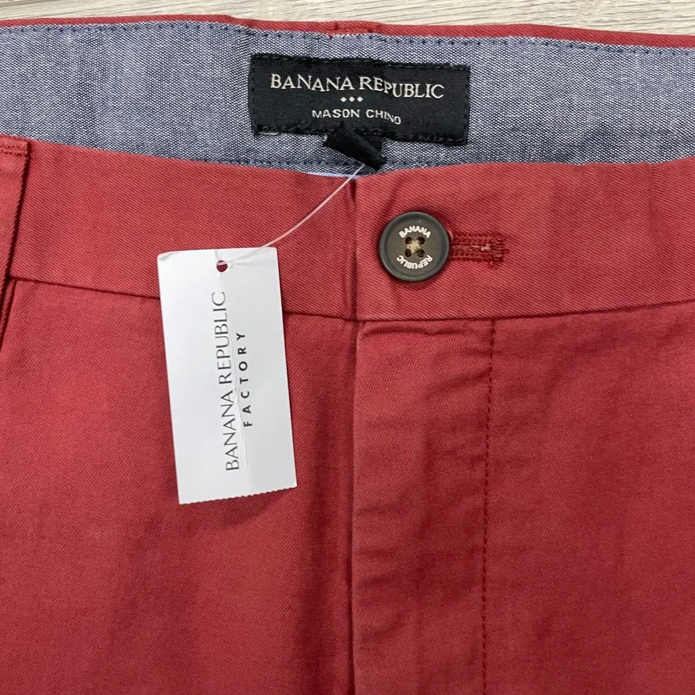 Banana Republic Mason Chino Pants Mens 38x32 Soho Rust Red Stretch S/338337